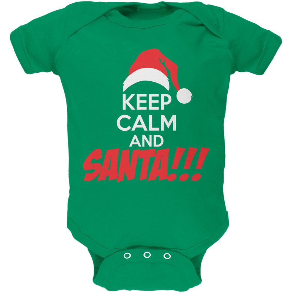 Christmas Keep Calm and SANTA Kelly Green Soft Baby One Piece Baby One Piece Old Glory 0-3M Green