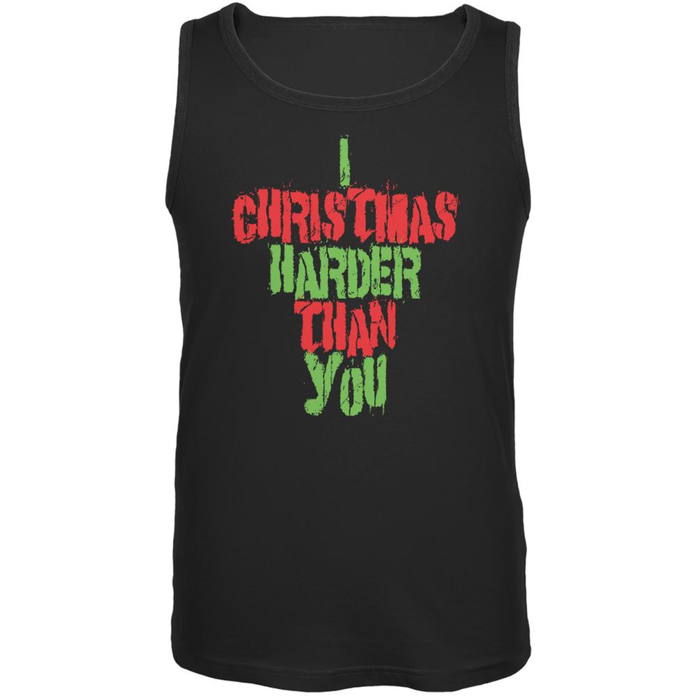 Christmas Harder Than You Black Adult Tank Top Men's Tank Tops Old Glory 2XL Black