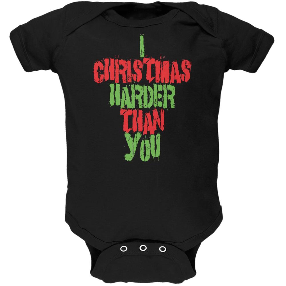 Christmas Harder Than You Black Soft Baby One Piece Baby One Piece Old Glory 0-3M Black