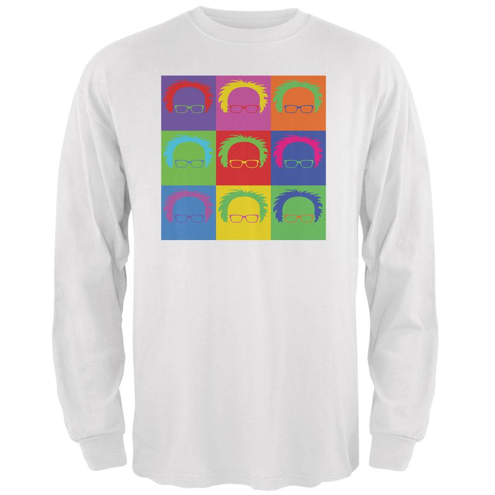 Election Bernie Sanders Hair Minimalist Pop Art White Adult Long Sleeve T-Shirt Men's Long Sleeves Old Glory 2XL White