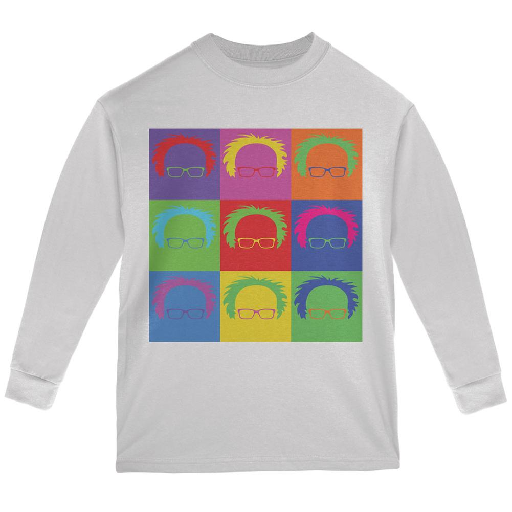 Election Bernie Sanders Hair Minimalist Pop Art White Youth Long Sleeve T-Shirt Youth Long Sleeves Old Glory LG White