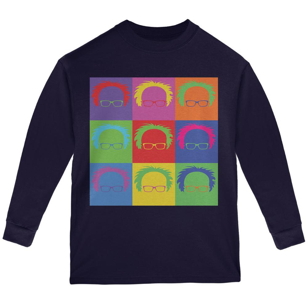 Election Bernie Sanders Hair Minimalist Pop Art Navy Youth Long Sleeve T-Shirt Youth Long Sleeves Old Glory LG Blue