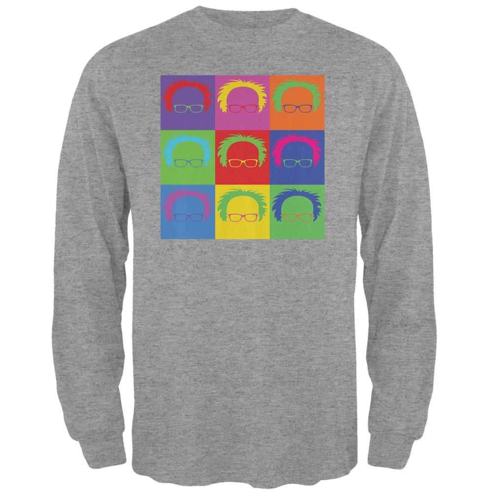 Election Bernie Sanders Hair Minimalist Pop Art Heather Grey Adult Long Sleeve T-Shirt Men's Long Sleeves Old Glory 2XL Grey