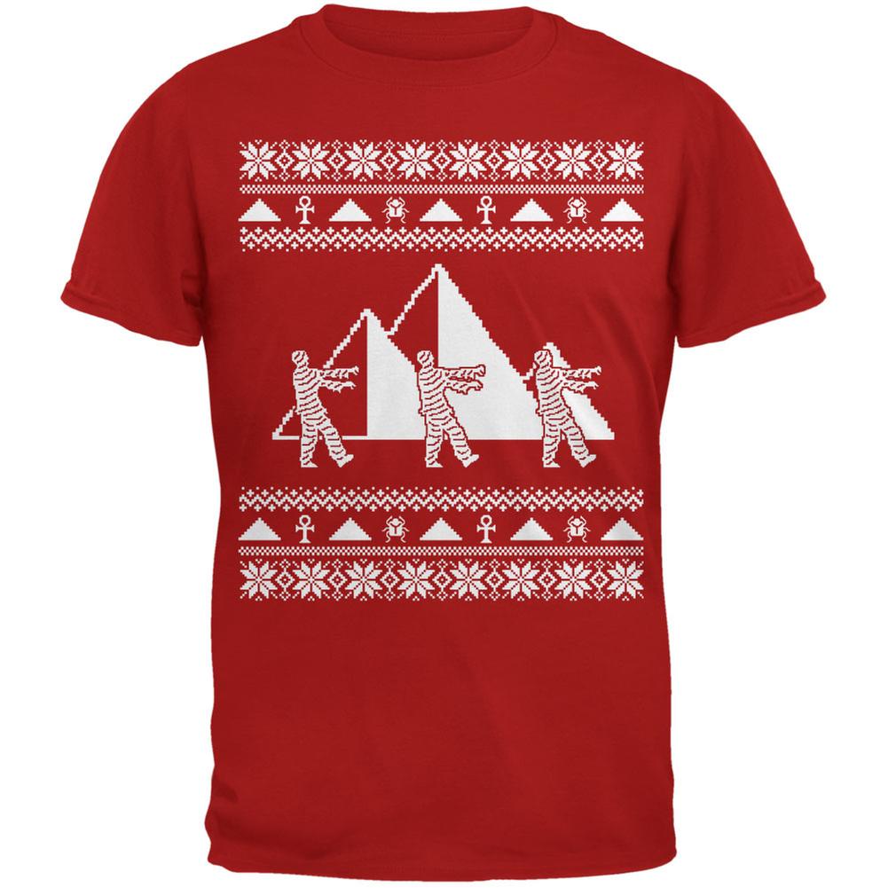 Mummy Pyramid Ugly Christmas Sweater Red Youth T-Shirt Youth T-Shirts Old Glory LG Red