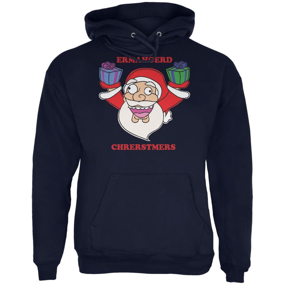 Christmas Santa ERMAGERD Navy Adult Hoodie Men's Hoodies Old Glory 2XL Blue