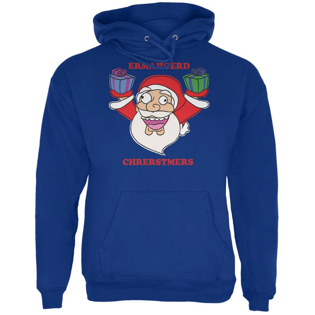 Christmas Santa ERMAGERD Deep Royal Adult Hoodie Men's Hoodies Old Glory 2XL Blue