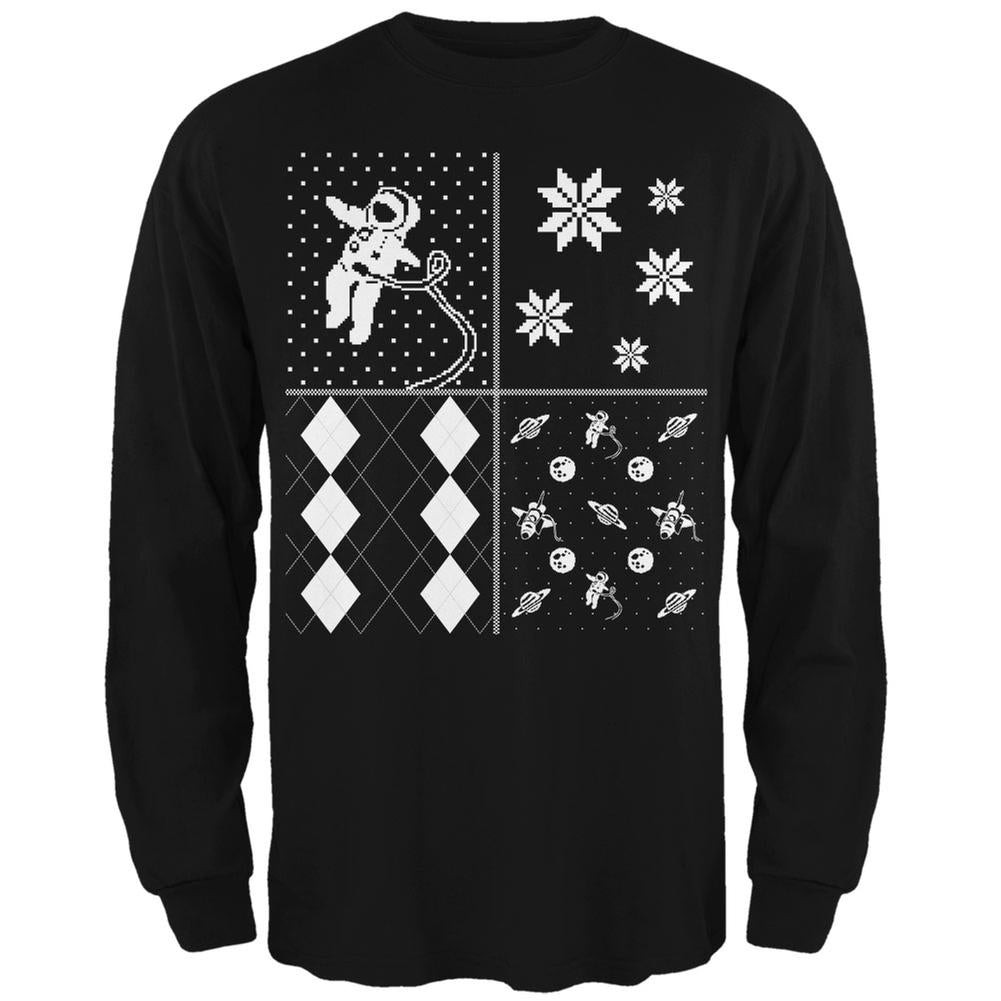 Astronaut in Space Ugly XMAS Sweater Festive Blocks Adult Long Sleeve T-Shirt Men's Long Sleeves Old Glory 2XL Black