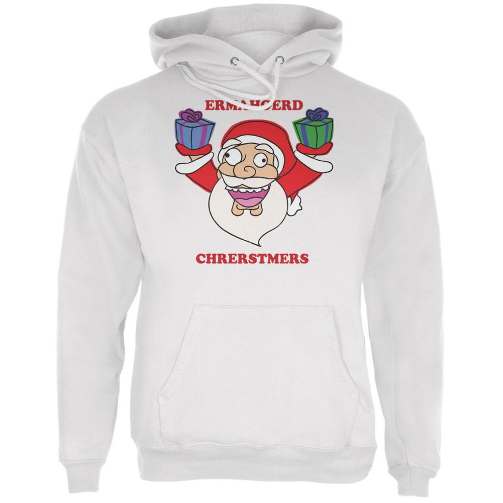 Christmas Santa ERMAGERD White Adult Hoodie Men's Hoodies Old Glory LG White