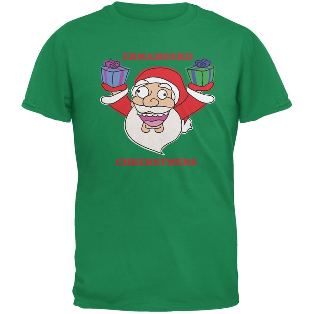 Christmas Santa ERMAGERD Irish Adult T-Shirt Men's T-Shirts Old Glory 2XL Green