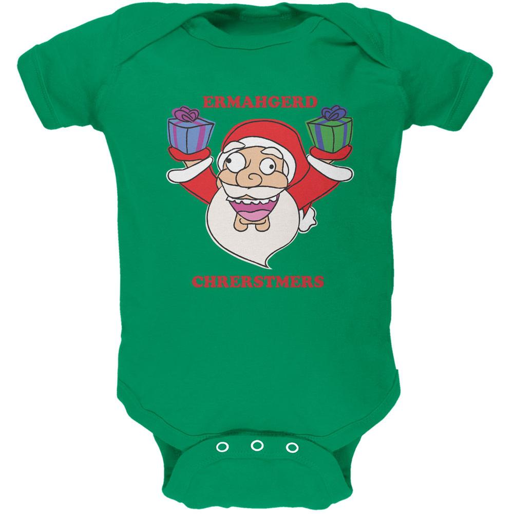 Christmas Santa ERMAGERD Key Lime Green Soft Baby One Piece Baby One Piece Old Glory 0-3M Green