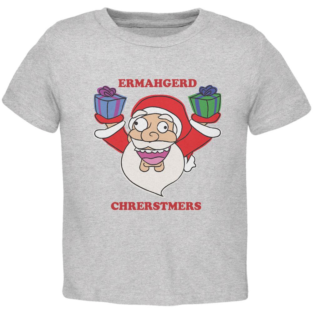 Christmas Santa ERMAGERD Heather Toddler T-Shirt Toddler T-Shirts Old Glory 2T Grey
