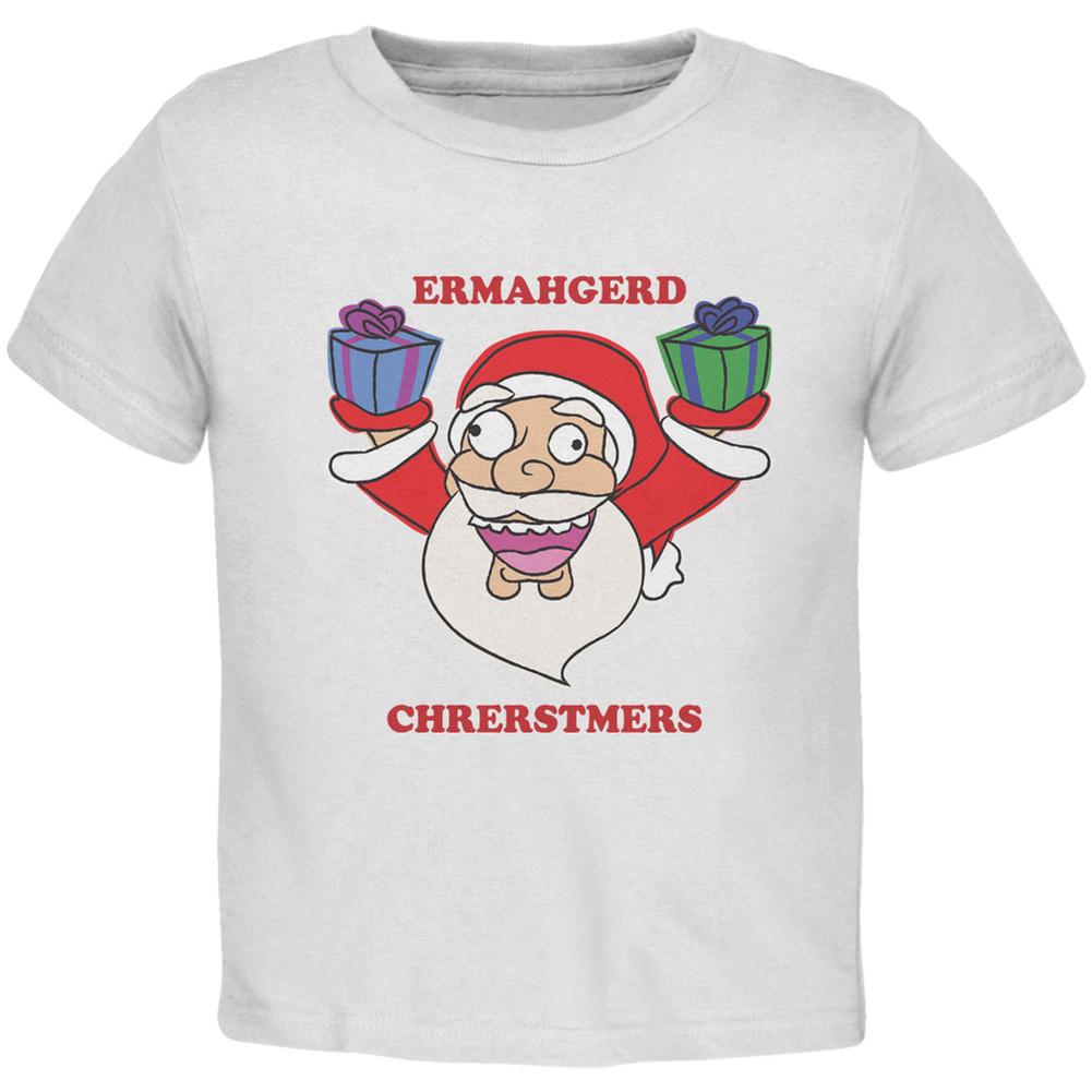 Christmas Santa ERMAGERD White Toddler T-Shirt Toddler T-Shirts Old Glory 2T White