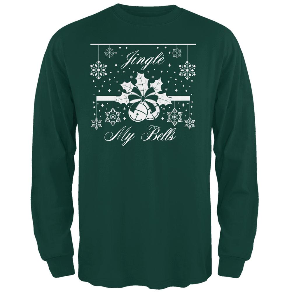 Christmas Jingle My Bells Forest Green Adult Long Sleeve T-Shirt Men's Long Sleeves Old Glory 2XL Green