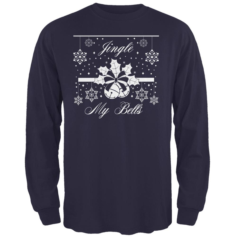 Christmas Jingle My Bells Navy Adult Long Sleeve T-Shirt Men's Long Sleeves Old Glory 2XL Blue