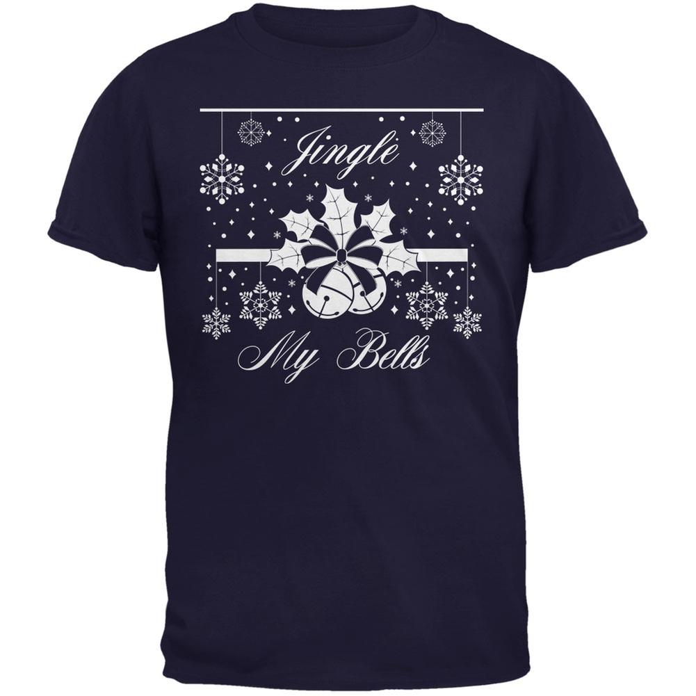 Christmas Jingle My Bells Navy Adult T-Shirt Men's T-Shirts Old Glory 2XL Blue