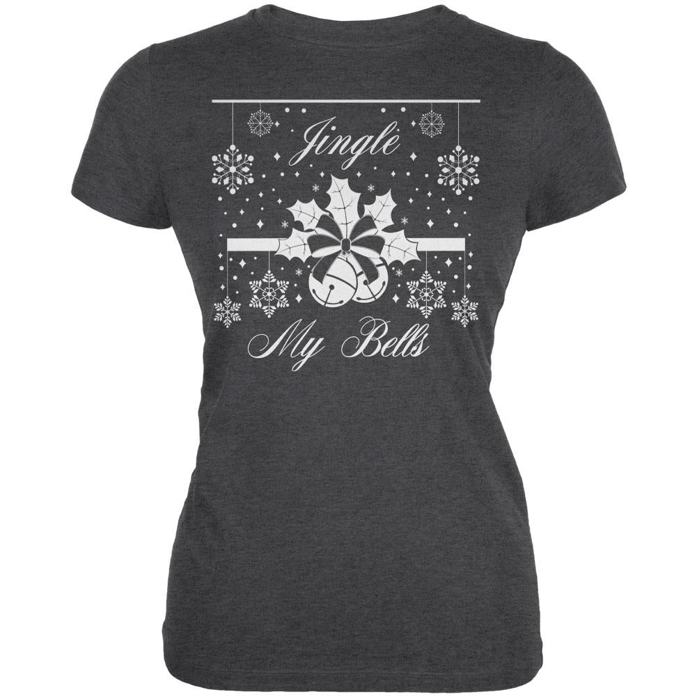 Christmas Jingle My Bells Dark Heather Juniors Soft T-Shirt Juniors T-Shirts Old Glory 2XL Grey
