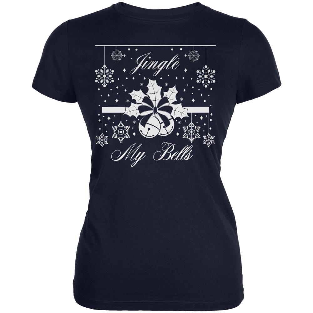 Christmas Jingle My Bells Navy Juniors Soft T-Shirt Juniors T-Shirts Old Glory 2XL Blue