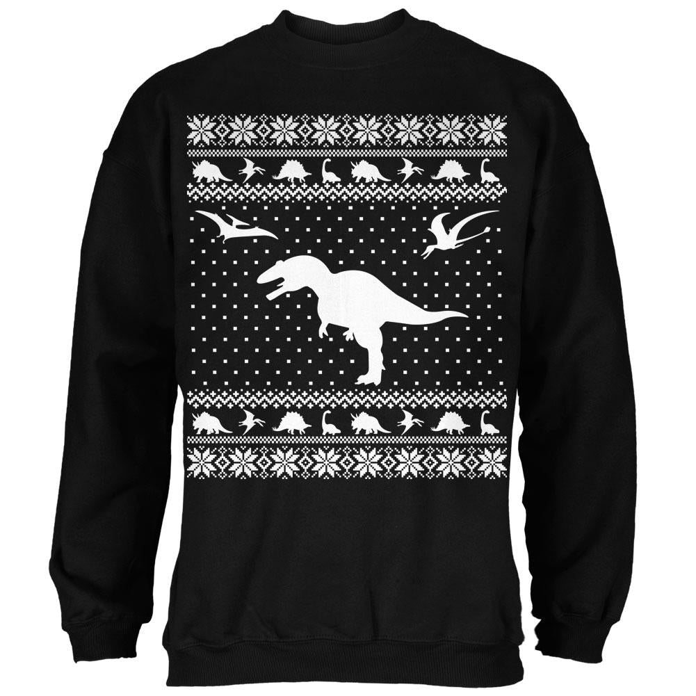 Dinosaurs Ugly XMAS Sweater Black Adult Sweatshirt Men's Sweatshirts Old Glory 2XL Black