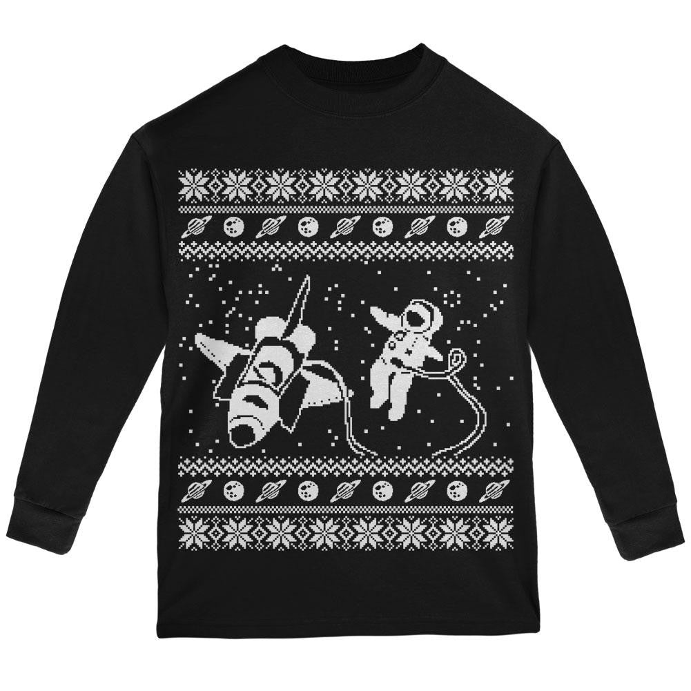 Astronaut in Space Ugly XMAS Sweater Forest Youth Long Sleeve T-Shirt Youth Long Sleeves Old Glory LG Black