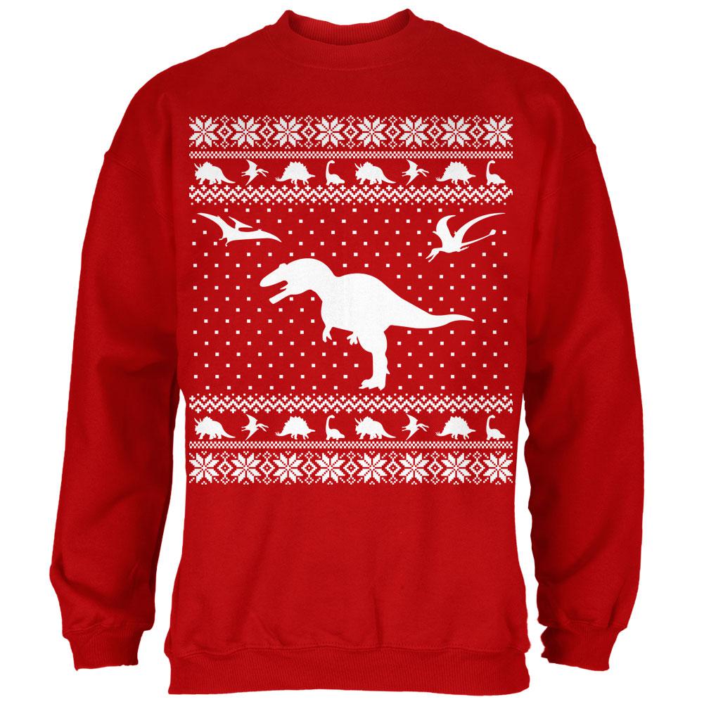 Dinosaurs Ugly XMAS Sweater Red Adult Sweatshirt Men's Sweatshirts Old Glory 2XL Red