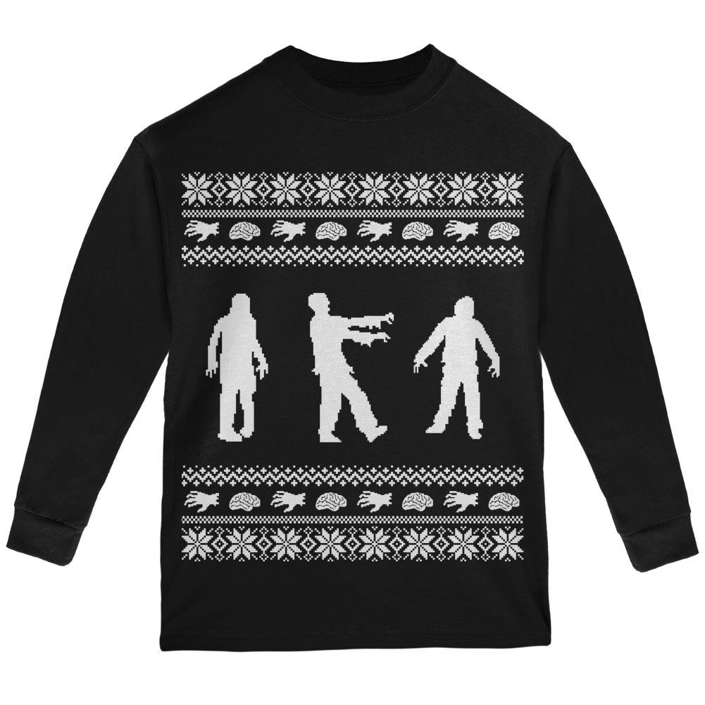 Zombie Ugly Christmas Sweater Forest Youth Long Sleeve T-Shirt Youth Long Sleeves Old Glory