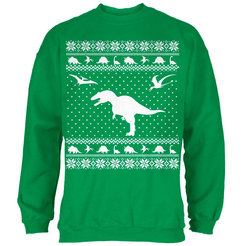 Dinosaurs Ugly XMAS Sweater Irish Green Adult Sweatshirt Men's T-Shirts Old Glory 2XL Green