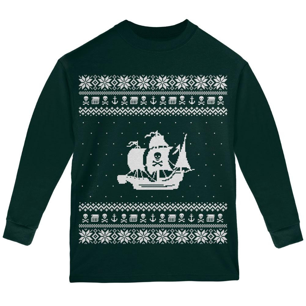 Pirate Ship Ugly XMAS Sweater Forest Youth Long Sleeve T-Shirt Youth T-Shirts Old Glory