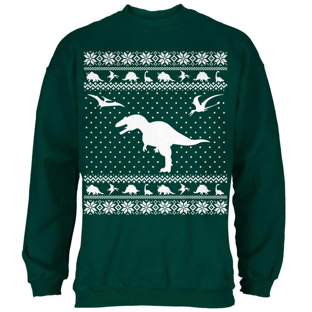 Dinosaurs Ugly XMAS Sweater Forest Adult Sweatshirt Men's Sweatshirts Old Glory 2XL Green