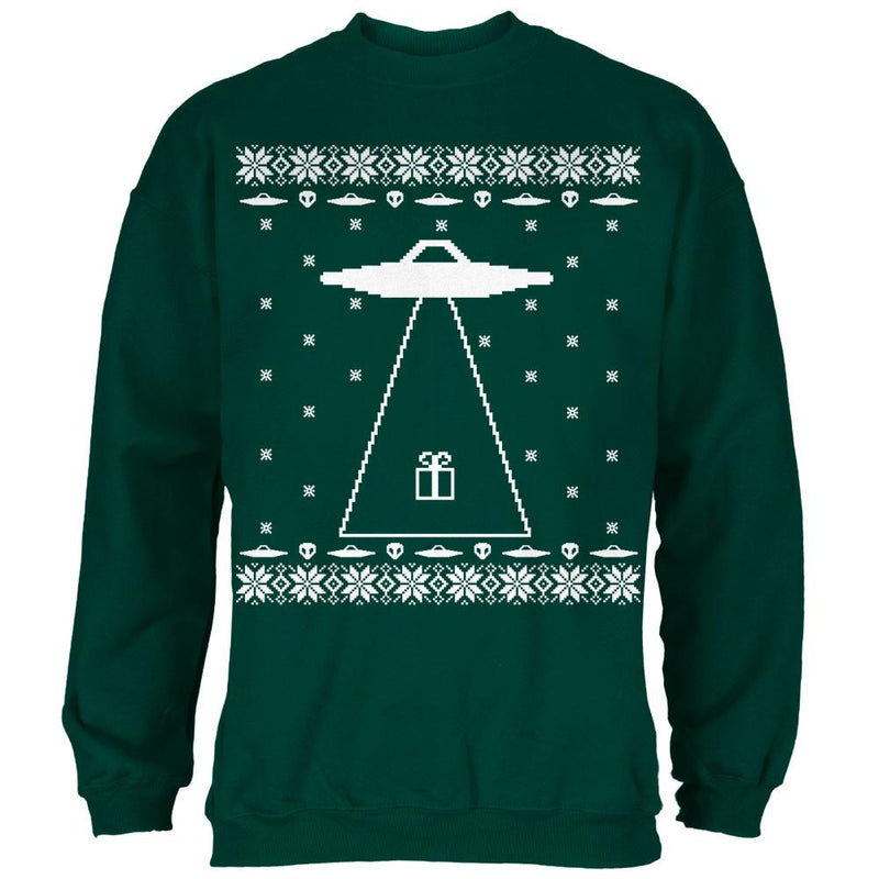 Alien Abduction Ugly XMAS Sweater Adult Sweatshirt Men's Sweatshirts Old Glory 2XL Dark Green