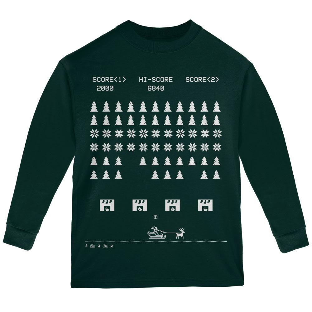 Classic Arcade Game Ugly XMAS Sweater Forest Youth Long Sleeve T-Shirt Youth Long Sleeves Old Glory