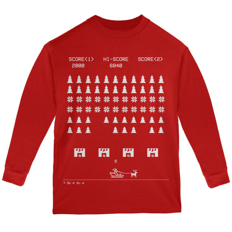 Classic Arcade Game Ugly XMAS Sweater Forest Youth Long Sleeve T-Shirt Youth Long Sleeves Old Glory