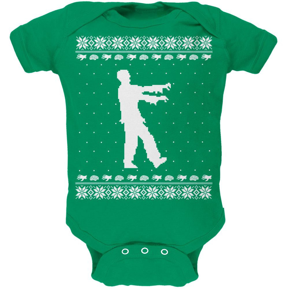 Big Zombie Ugly XMAS Sweater Black Soft Baby One Piece Baby One Piece Old Glory 0-3M Green