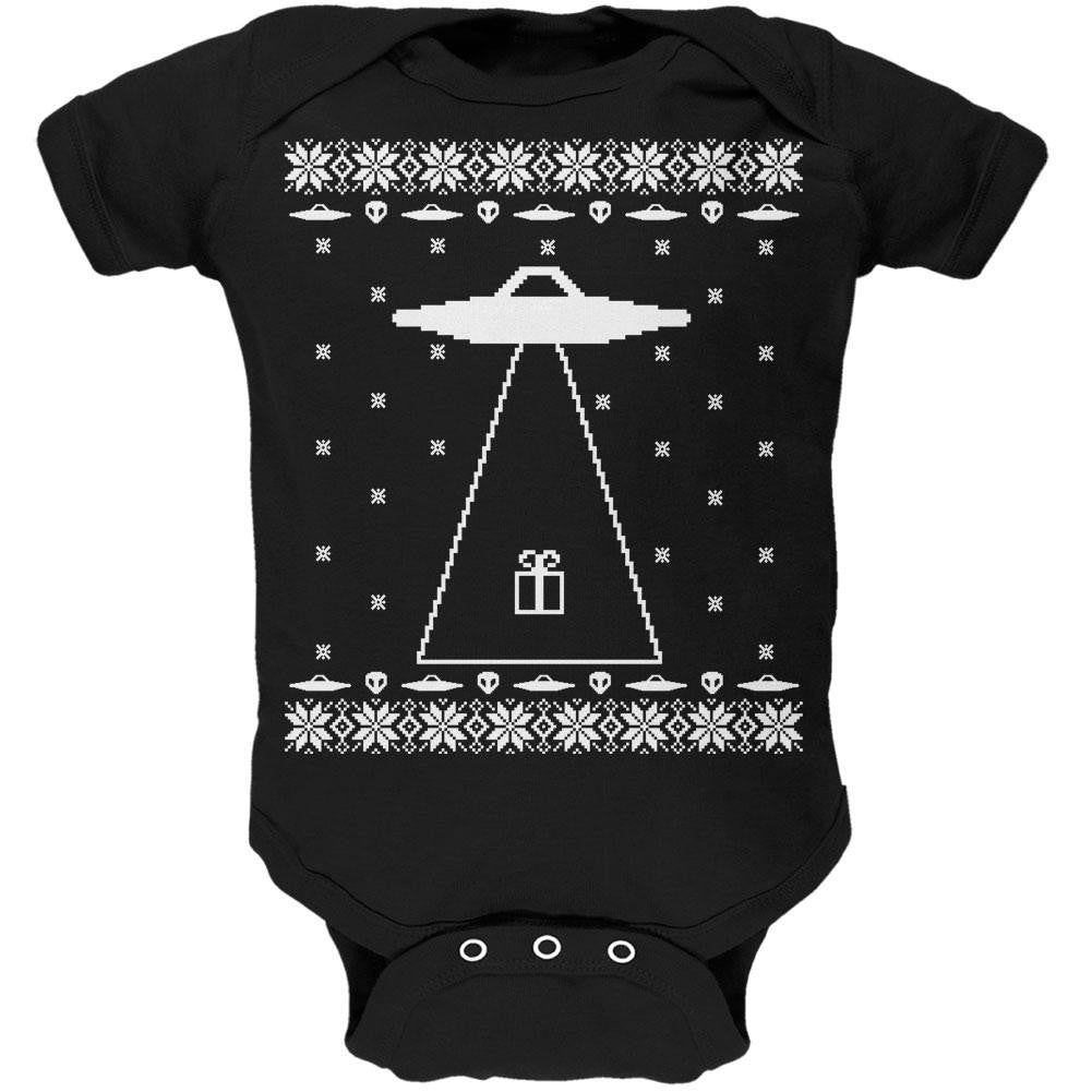 Alien Abduction Ugly XMAS Sweater Soft Baby One Piece Baby One Piece Old Glory 0-3M Black