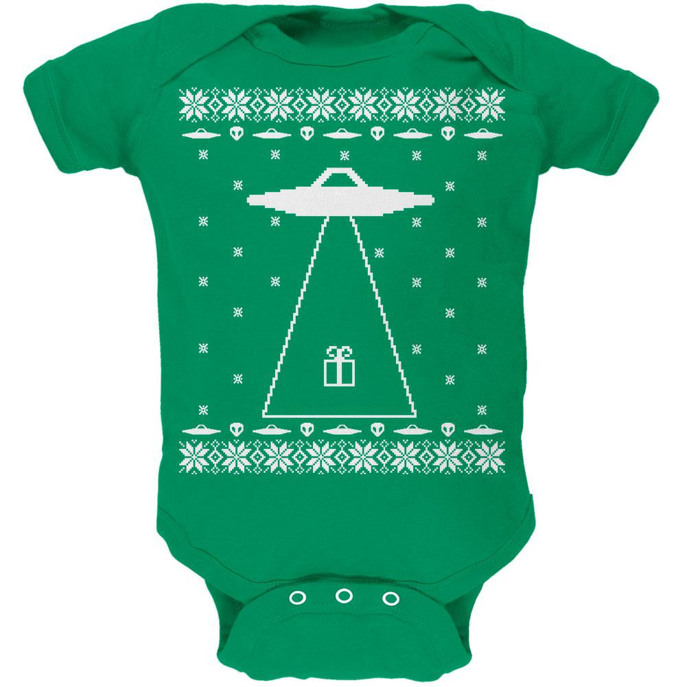Alien Abduction Ugly XMAS Sweater Soft Baby One Piece Baby One Piece Old Glory 0-3M Green