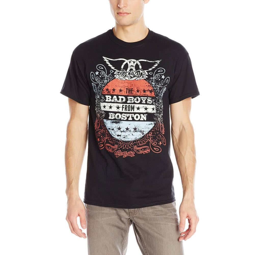 Aerosmith - Bad Boys From Boston Adult T-Shirt Men's T-Shirts Aerosmith LG Black