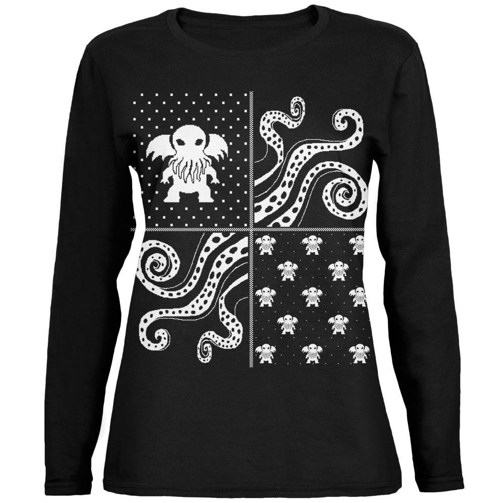 Cthulhu Lovecraft Dimensions Ugly XMAS Sweater Black Womens Long Sleeve T-Shirt Women's Long Sleeves Old Glory