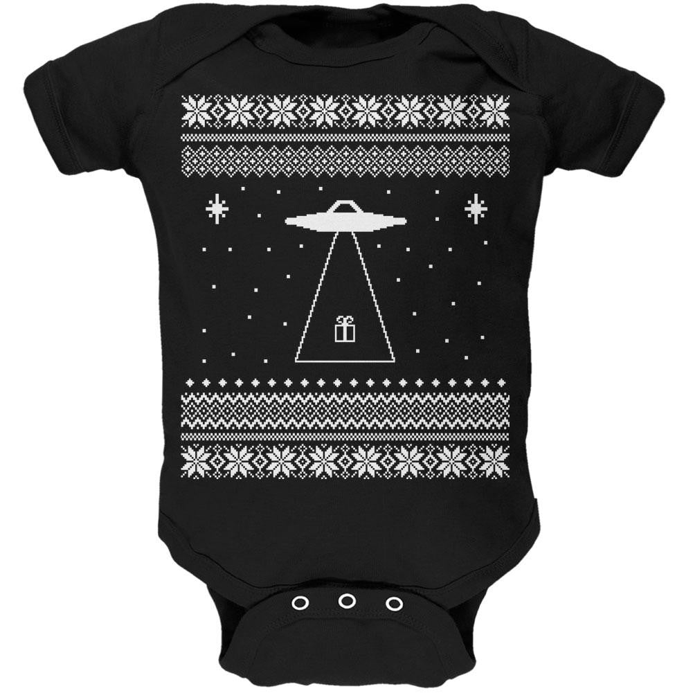 Alien Beam Ugly XMAS Sweater Black Soft Baby One Piece Baby One Piece Old Glory 0-3M Green