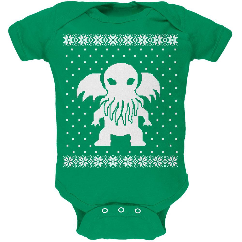 Big Cthulhu Ugly XMAS Sweater Red Soft Baby One Piece Baby One Piece Old Glory