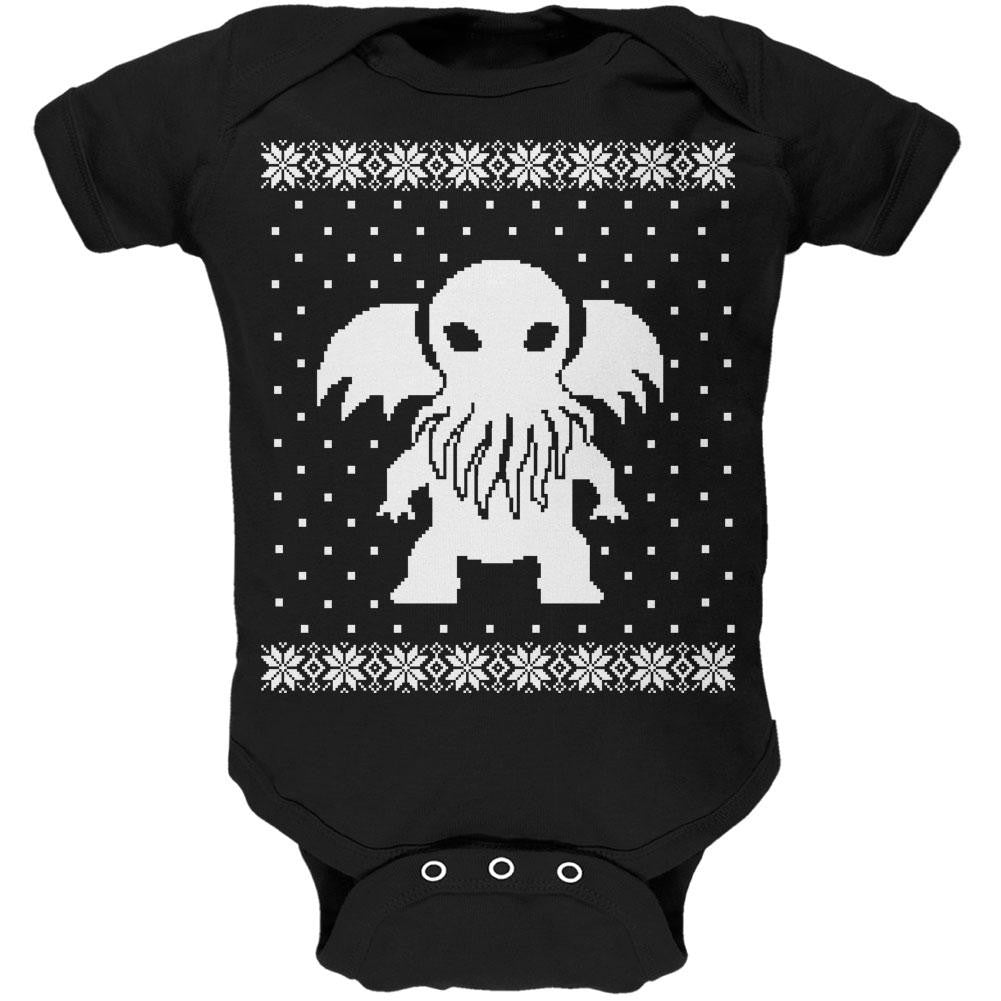 Big Cthulhu Ugly XMAS Sweater Red Soft Baby One Piece Baby One Piece Old Glory