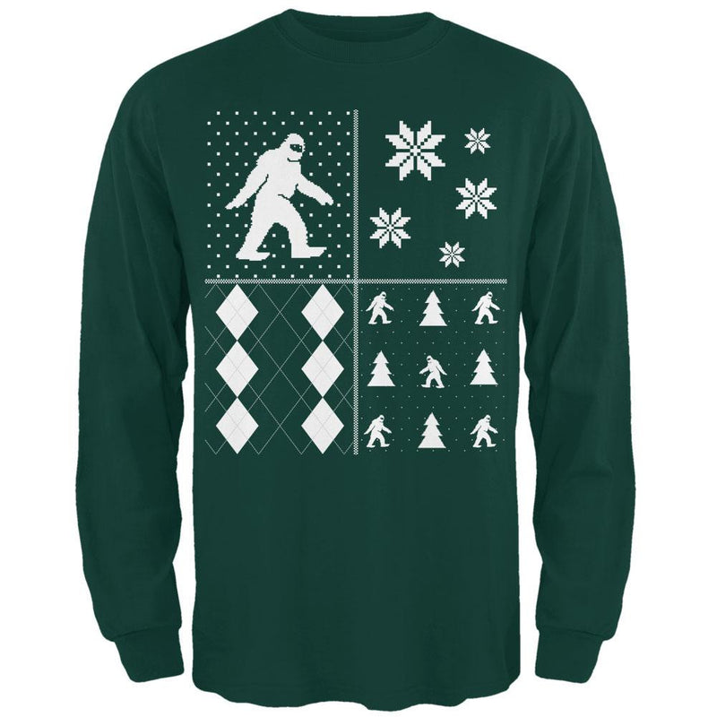Sasquatch Festive Blocks Ugly XMAS Sweater Adult Long Sleeve T-Shirt Men's Long Sleeves Old Glory