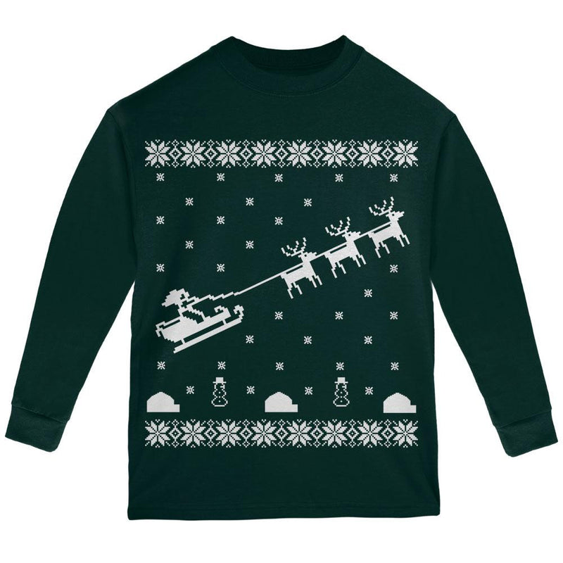 Flying Santa Sleigh Ugly XMAS Sweater Youth Long Sleeve T-Shirt Youth Long Sleeves Old Glory