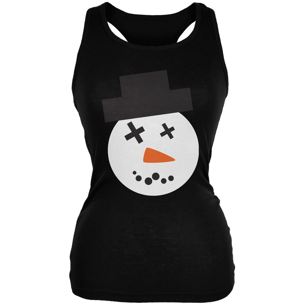 Snowman Face Ugly Christmas Sweater Black Juniors Soft Tank Top Juniors Tank Tops Old Glory