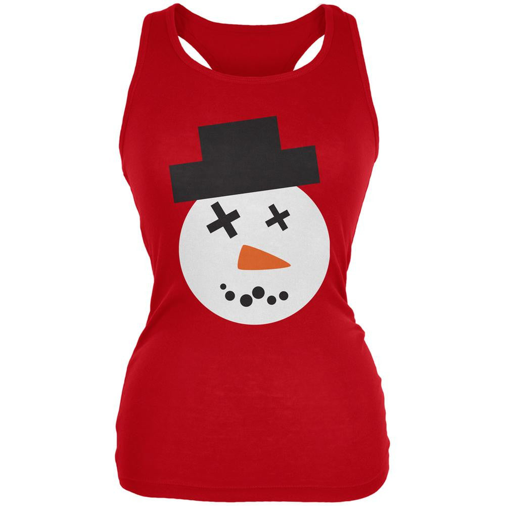 Snowman Face Ugly Christmas Sweater Black Juniors Soft Tank Top Juniors Tank Tops Old Glory