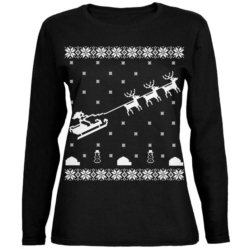 Sasquatch Festive Blocks Ugly XMAS Sweater Green Womens Long Sleeve T-Shirt Women's Long Sleeves Old Glory