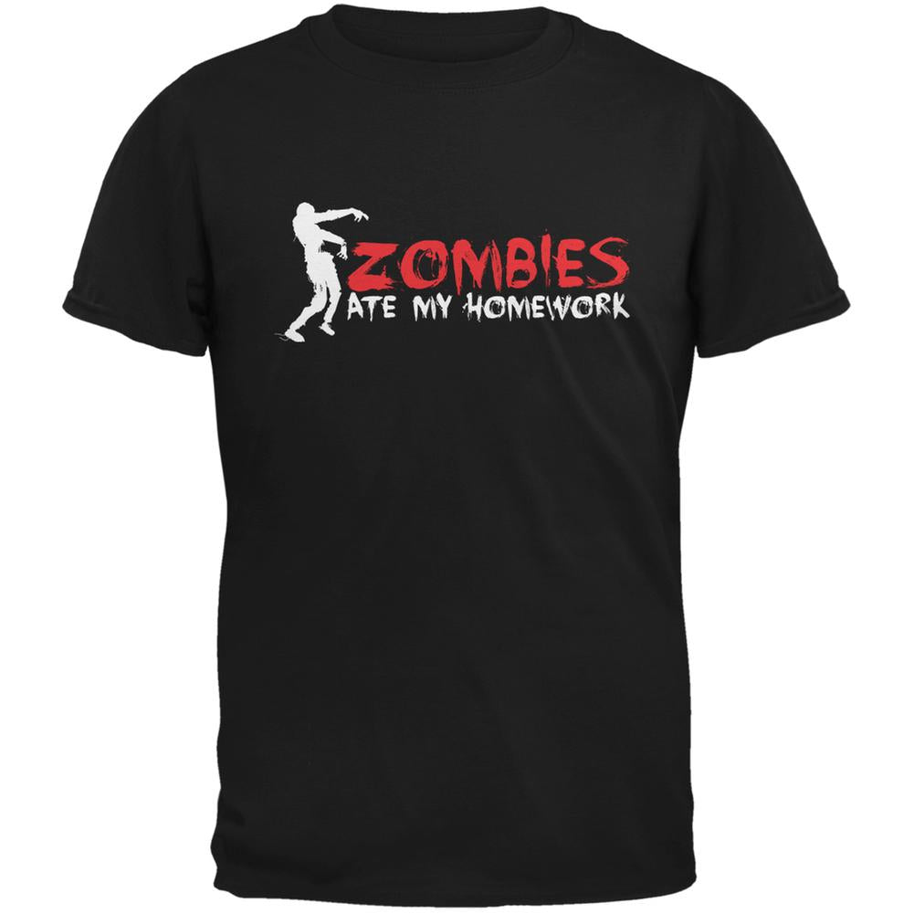 Zombies Ate My Homework Black Adult T-Shirt Men's T-Shirts Old Glory 2XL Black