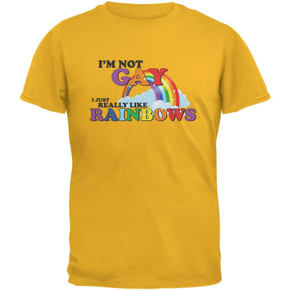 I'm Not Gay I Just Really Like Rainbows Gold Adult T-Shirt Men's T-Shirts Old Glory 2XL Yellow