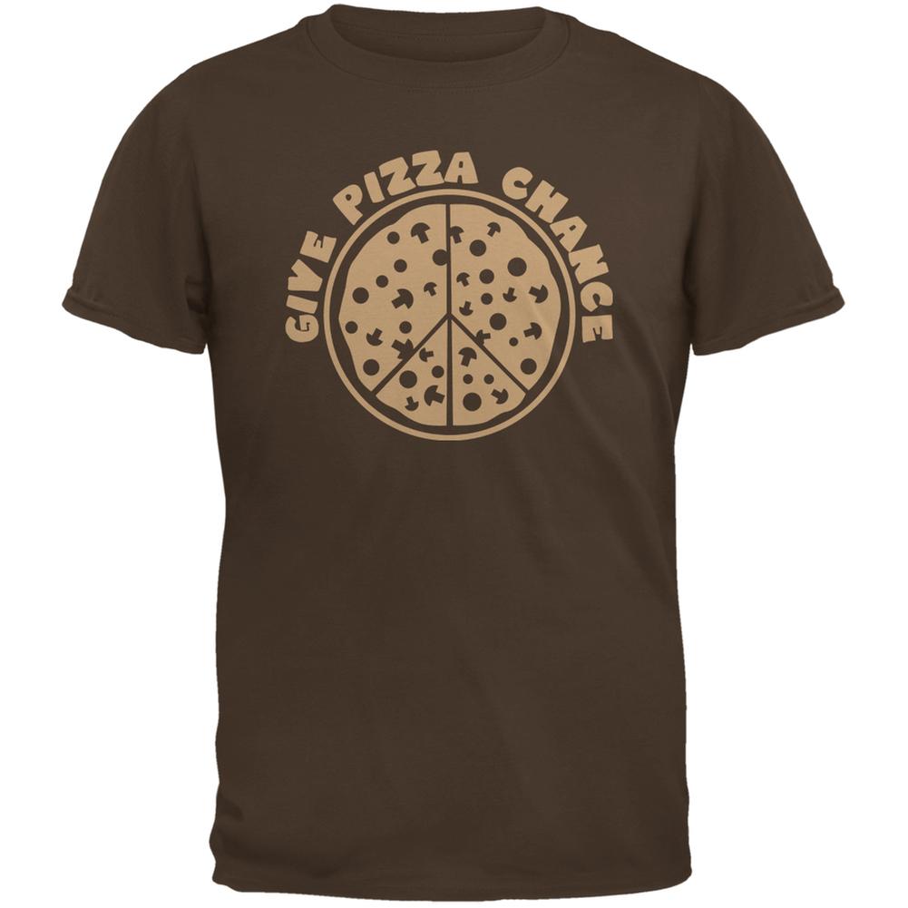 Give Pizza Chance Brown Adult T-Shirt Men's T-Shirts Old Glory 2XL Brown