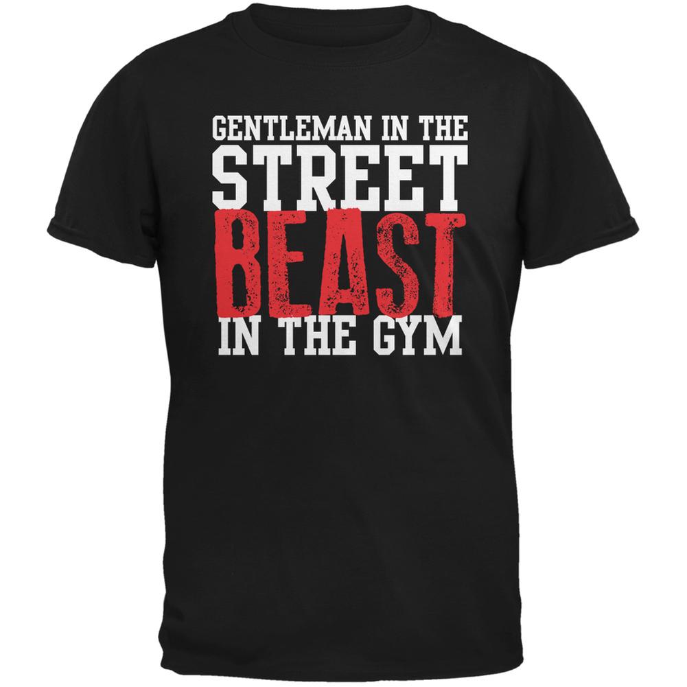 Gentleman In The Street Beast In The Gym Black Adult T-Shirt Men's T-Shirts Old Glory 2XL Black