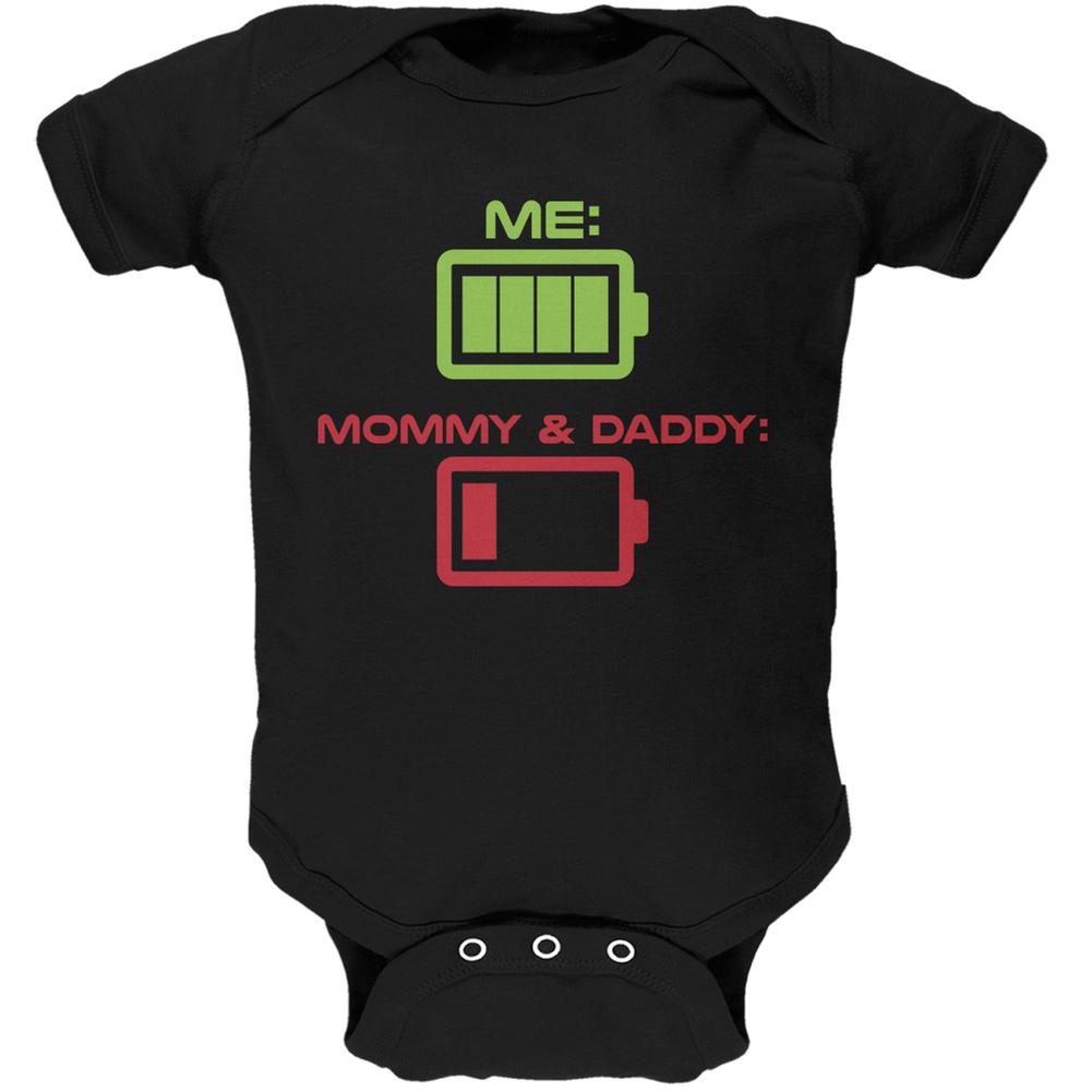 Funny Child Battery Black Soft Baby One Piece Baby One Piece Old Glory 0-3M Black