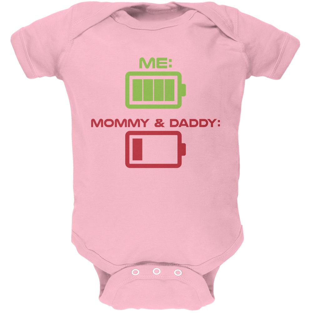 Funny Child Battery Light Pink Soft Baby One Piece Baby One Piece Old Glory 0-3M Pink
